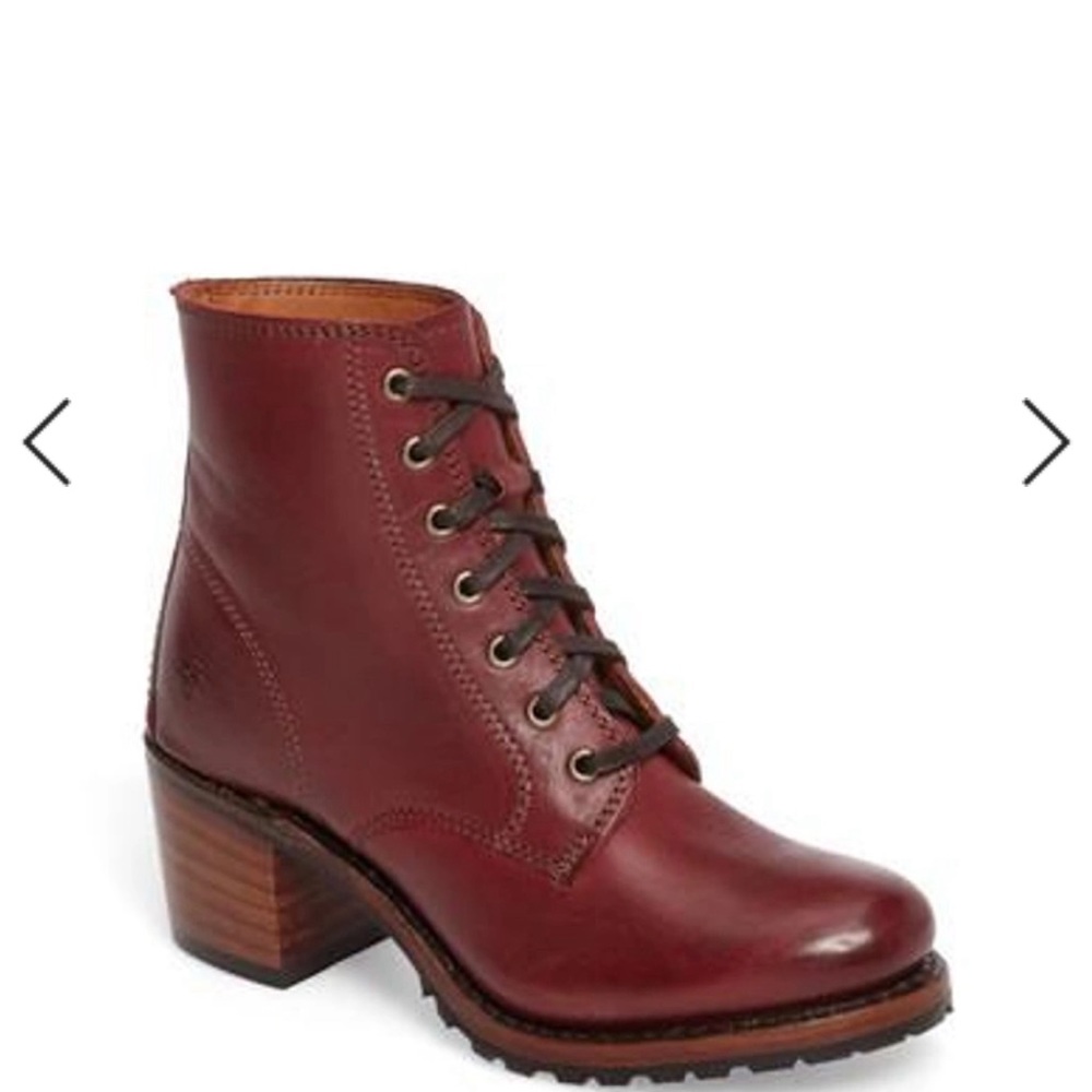 Frye Sabrina 6G Laceup Boots Black Cherry Size 7
